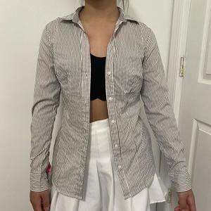 Hm Gray Striped Button Up